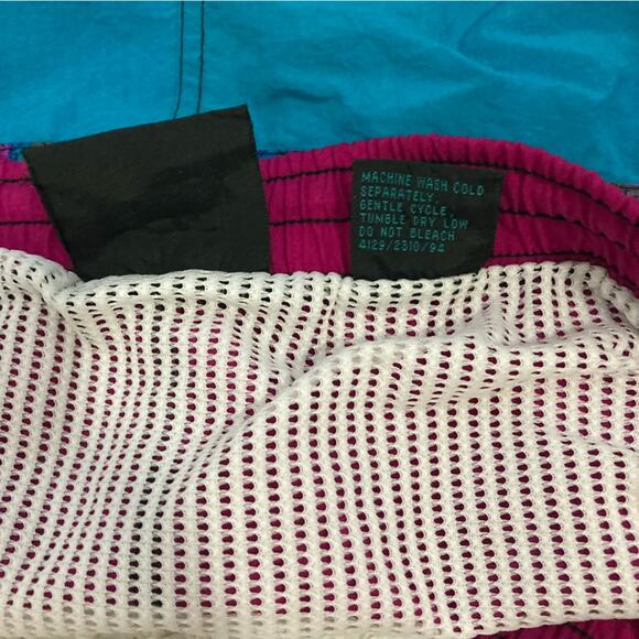 Surf Odyssey vintage 80s 90s Y2K printed swim shorts trunks fuchsia teal size L - Picture 4 of 7